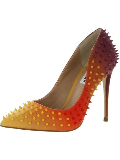 Steve Madden Daise-s Womens Studded Pointed Toe Stilettos In Orange