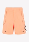 Dior Designer Cotton Shorts In Yellow And Orange For Men In Orange