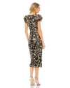 MAC DUGGAL FLORAL EMBELLISHED FLUTTER CAP SLEEVE DRESS