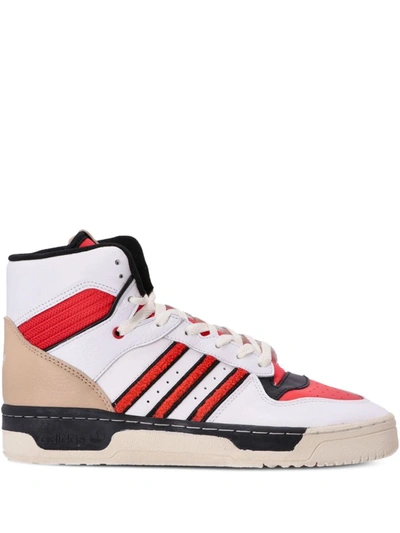 Adidas Originals Rivalry High-top Sneakers In White/glory Red/black