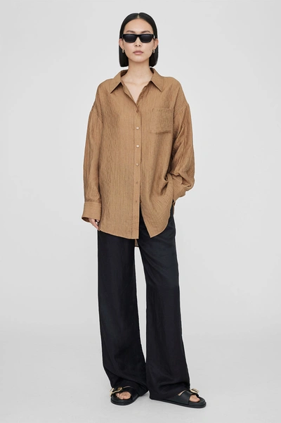 Anine Bing Women's Tio Textured Button-front Shirt In Brown