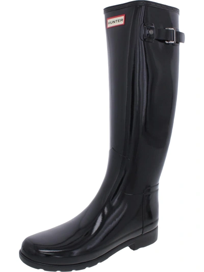 Hunter Original Refined Gloss Womens Tall Outdoor Rain Boots In Black