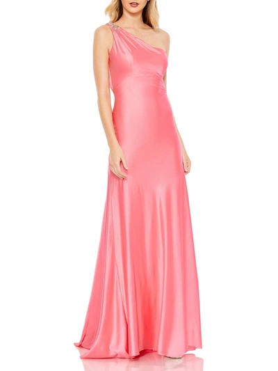 Mac Duggal Womens One Shoulder Long Evening Dress In Pink