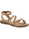 SUN + STONE STUDLEYY WOMENS FAUX LEATHER THONG STRAPPY SANDALS