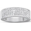 POMPEII3 2 CT DIAMOND PRINCESS CUT MENS BLING WEDDING ANNIVERSARY RING 10K WHITE GOLD