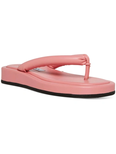 Steve Madden Fango Womens Puffer Flip-flop Thong Sandals In Pink