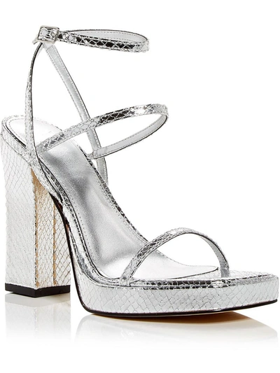 Marc Fisher Ltd Katin Womens Strappy Metallic Ankle Strap In Silver