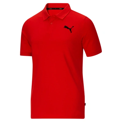 Puma Essentials Men's Jersey Polo Shirt In High Risk Red
