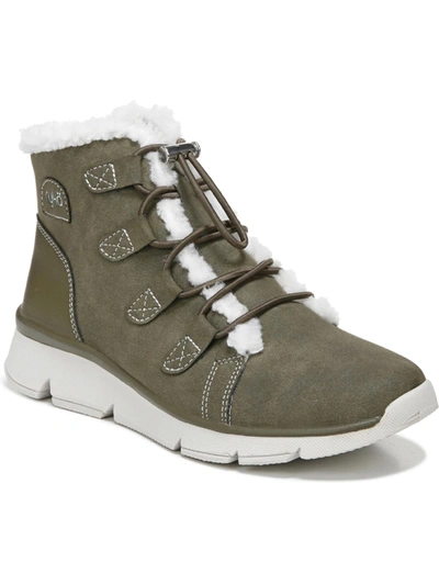 Ryka Chill Out Womens Faux Leather Faux Fur Hiking Boots In Green