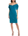 Trina Turk Witty Off The Shoulder Short Sleeve Sheath Dress In Blue