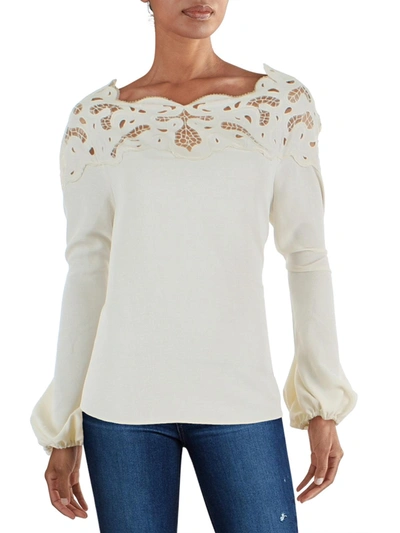 Jonathan Simkhai Womens Lace Relaxed Pullover Top In Multi