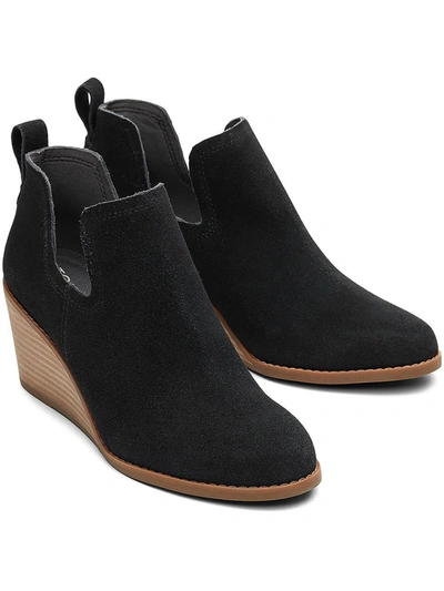 Toms Kallie Womens Suede Ankle Wedge Boots In Black