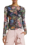 Collina Strada Gardenia Guipure Lace Top In Black Floral