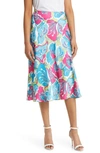 Anne Klein Floral Flared Skirt In Tropical Blue Multi