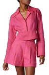 Equipment Beatrix Linen Crop Shirt In Raspberry Sorbet