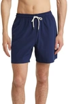 Polo Ralph Lauren Blue Swim Shorts With Elasticated Waist And Embroidered Pony Logo On The Front In Newport Navy