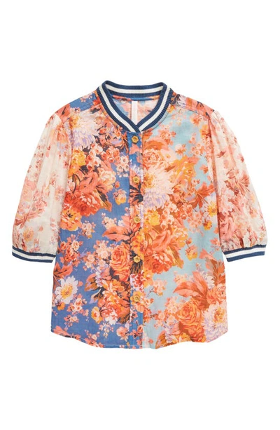 Zimmermann Kids' Devi Sport Floral Button-up Blouse In Spliced