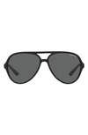 Armani Exchange 60mm Round Sunglasses In Matte Black