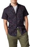 Rodd & Gunn Barrytown Sports Fit Floral Short Sleeve Linen Button-up Shirt In Peach