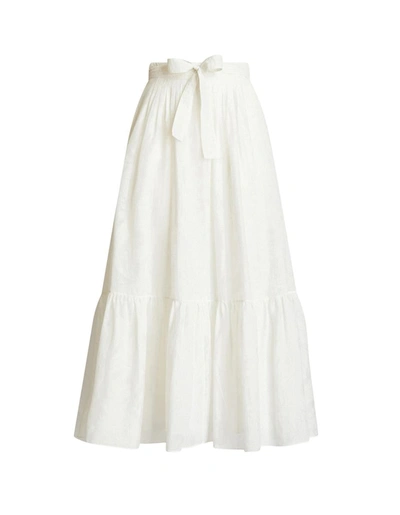 Etro Bow-detail Ruffled Long Skirt In White