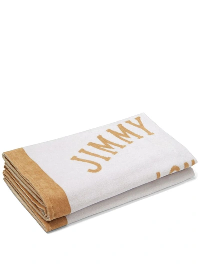 Jimmy Choo Capsule Logo Cotton Beach Towel In White