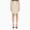 BALMAIN BALMAIN | BEIGE LINEN SHEATH SKIRT,AF0LB845HB12/M_BALMA-0AS_108-36