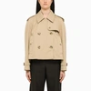 BURBERRY HONEY CANVAS SHORT TRENCH COAT,8071004123456/N_BURBE-A1366_111-8