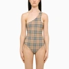 BURBERRY VINTAGE CHECK BEIGE ONE-SHOULDER COSTUME,8071690ACHYT/N_BURBE-A7028_323-XS