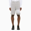 Thom Browne Grey Striped Bermuda Shorts In Grey