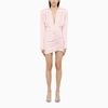 The Mannei Pink Draped Silk Dress In Pink