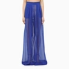 Laquan Smith Silk Chiffon Palazzo Pants With Side Zip In Blue