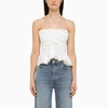 Msgm Ruched Halterneck Top In White
