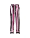 Kiton Vertical Striped Silk Pants With Elastic Waistband In Pink
