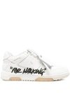 Off-white Out Of Office “for Walking” Leather Sneakers In White Blac