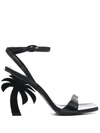 Palm Angels Sculpted-heel Open-toe Sandals In Black