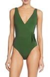 Robin Piccone Women's Ava Wrap One-piece Swimsuit In Sage