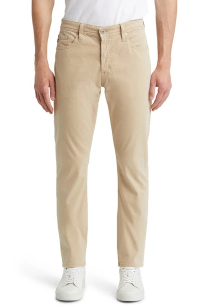 AG EVERETT SUEDED STRETCH SATEEN SLIM STRAIGHT LEG PANTS