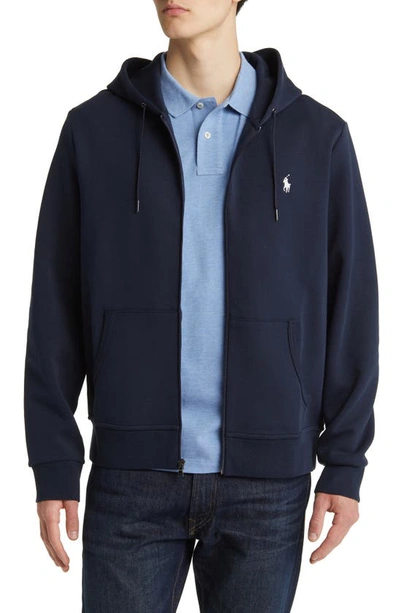 Polo Ralph Lauren Double Knit Full Zip Hoodie In Aviator Navy