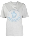 Moncler Short-sleeve T-shirt With Rhinestone Logo In Grey
