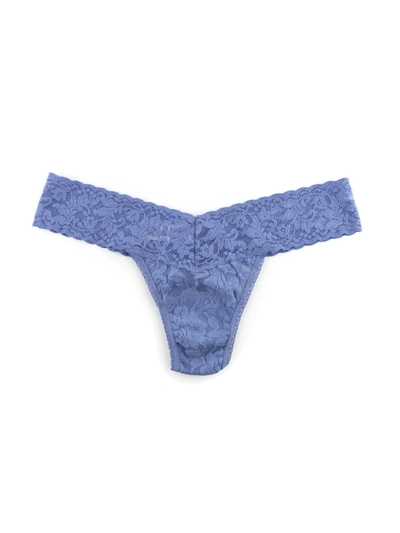 Hanky Panky Signature Lace Low Rise Thong Chambray In Blue