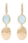 Marco Bicego Siviglia Aquamarine & Diamond Double Drop Earrings In Gold