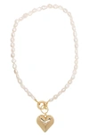 PETIT MOMENTS VERONICA FRESHWATER PEARL HEART PENDANT NECKLACE