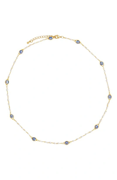 Petit Moments Evil Eye Beaded Necklace In Gold