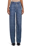 Bottega Veneta Blue 5-pocket Trousers In Denim Printed Viscose Woman In 3399 Indigo