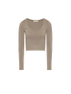 Pangaia Women's Plant-stretch Long Sleeve Cropped Top — Taupe In Taupe