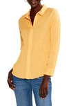 Nic + Zoe Crinkle Button-up Cotton Shirt In Sunflower