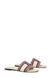 Tory Burch Double T Jacquard Slide Sandal In Rojo Oscuro