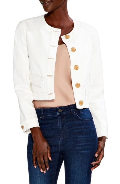 Nic + Zoe Top It Off Cropped Denim Jacket In White