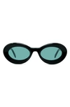 Loewe Curvy Logo Acetate Oval Sunglasses In Blue