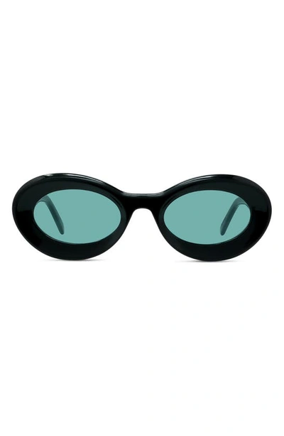 Loewe Curvy Logo Acetate Oval Sunglasses In Blue